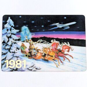 Soviet USSR 3D Stereo Lenticular Pocket Calendar Aeroflot Winter Scene 1981